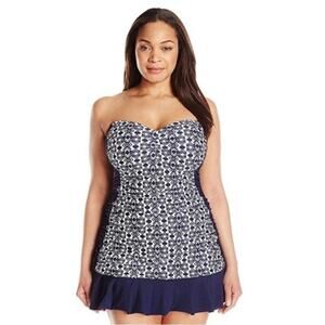 Profile By Gottex Navy and White Swim Dress